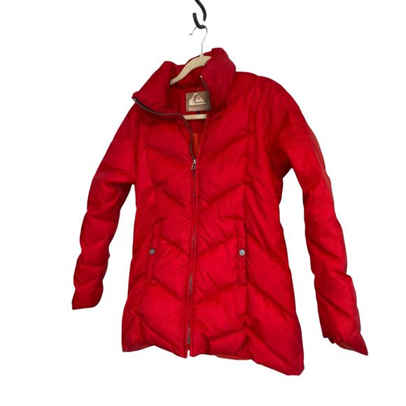 Vintage Quiksilver Red Puffer Down Full Zip Winter Ski Sports Coat Size Medium - Picture 16 of 16